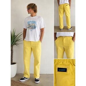 Vintage Stubbies Corduroy Pants Mens 36 Pastel Yellow Surf Skate Retro 80s Austr